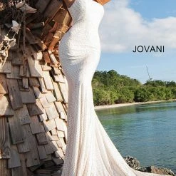 Jovani 1119 Long Glitter Jersey Prom Dress Evening Gown One Shoulder Mermaid Mermaid Dresses