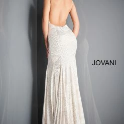 Jovani 1120 Long Stretch Fitted Glitter Prom Dress V Neck Backless Evening Gown Mermaid Dresses
