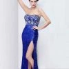 In Stock Primavera Couture 1155 Sequin Prom Dress With Slit Blue Size 8, 18