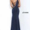 Corset Dresses Jovani 1170 Long Fitted Embellished Jersey Prom Dress Lace Up Cutout One Shoulder