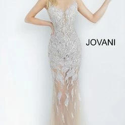 Jovani 67786 Sheer Illusion Embellished Sexy Sheath Evening Gown Prom Dress
