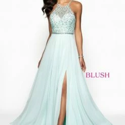 Blush Prom Dress 11720 Embellished High Neck Chiffon Skirt Pageant Gown Slit 18 Blush Prom Dress 11720 Embellished High Neck Chiffon Skirt Pageant Gown Slit