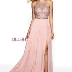 Blush Prom Dress 11720 Embellished High Neck Chiffon Skirt Pageant Gown Slit 15 Blush Prom Dress 11720 Embellished High Neck Chiffon Skirt Pageant Gown Slit