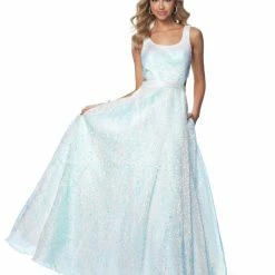Discontinued Blush Prom Dress 11876 Iridescent Shimmer Prom Dress Ball Gown Embellished Glitter