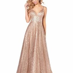 Discontinued Ballgown Dresses Blush Prom Dress 11904 Embellished Shimmer Glitter Ball Gown Formal Tulle V Neck