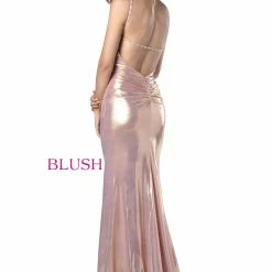 In Stock Blush Prom 11918 Size 6 Long Fitted Metallic Prom Dress Empire Backless Gown Backless Dresses
