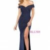 In Stock Ballgown Dresses Blush Prom 11922 Size 8 Glitter Shimmer Long Fitted Off Shoulder Prom Dress Evening