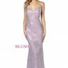 In Stock Blush Prom 11923 Size 00 Blush Long Fitted Sequin Prom Dress V Neck Backless