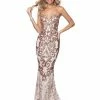 In Stock Blush Prom 11967 Size 4 Long Sequin Fitted Prom Dress Wedding Gown Backless