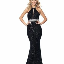 In Stock Blush Prom 11969 Size 6 Long Fitted High Neck Sequin Prom Dress Train Pageant 7 In Stock Blush Prom 11969 Size 6 Long Fitted High Neck Sequin Prom Dress Train Pageant