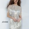 Jovani 11999 Sheer Neckline Illusion Short Dress Crystal Fringe Gown Fringe & Tassels 1 Jovani 11999 Sheer Neckline Illusion Short Dress Crystal Fringe Gown Fringe & Tassels