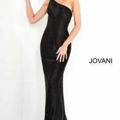 Jovani 1248 One Shoulder Beaded Fitted Prom Dress