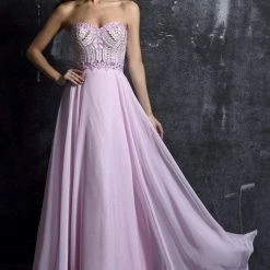 In Stock Nina Canacci 1260 Size 2 Long A Line Strapless Pink Prom Dress Embellished Top