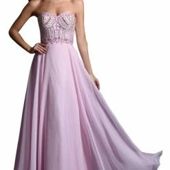 In Stock Nina Canacci 1260 Size 2 Long A Line Strapless Pink Prom Dress Embellished Top