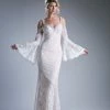 In Stock CD 13112 Size 6, 8, 10 Long Lace Bell Sleeve Off The Shoulder Wedding Dress Bridal Gown Long Sleeve Dresses