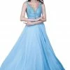 In Stock Nina Canacci 1336 Size 4 Long A Line Prom Dress Embellished V Neck Bodice Blue