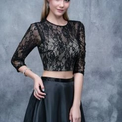 In Stock Nina Canacci 1337 Two Piece Black Size 16 Prom Dress Pageant Gown