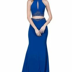In Stock Nina Canacci 1353 Size 10, 14 Long Two Piece Formal Dress Backless High Neck
