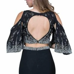 In Stock Nina Canacci 1354 Size 6, 8 Two Piece Formal Dress Lace Drape Sleeves Pearl Backless Dresses