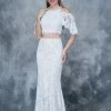 In Stock Nina Canacci 1364 Cold Shoulder Two Piece Lace Prom Dress In White/Nude Size 6 2 In Stock Nina Canacci 1364 Cold Shoulder Two Piece Lace Prom Dress In White/Nude Size 6