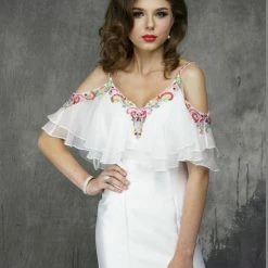 In Stock Nina Canacci 1374 Size 4, 8 ,10 Long Mermaid Print Prom Dress Off The Shoulder Slit Backless Dresses