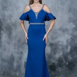In Stock Nina Canacci 1375 Cold Shoulder Prom Dress Royal Size 2 Off The Shoulder Gown