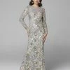 Sequin Dresses Primavera Couture 1401 Long Sleeve Sequin High Neck Formal Evening Dress