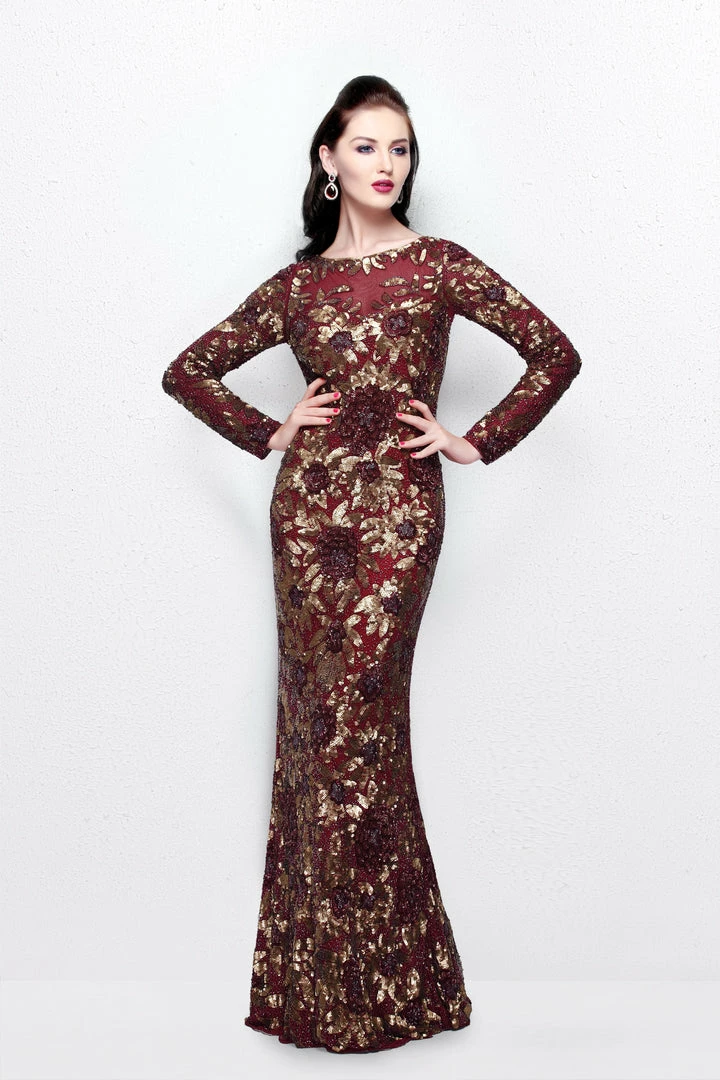 Primavera Couture 1401 Long Sleeve Sequin High Neck Formal Evening Dress 5 Primavera Couture 1401 Long Sleeve Sequin High Neck Formal Evening Dress