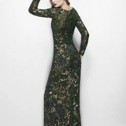 Sequin Dresses Primavera Couture 1401 Long Sleeve Sequin High Neck Formal Evening Dress