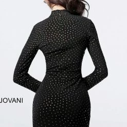 Discontinued Long Sleeve Dresses Jovani 1460 Embellished Long Sleeve Short Cocktail Dress