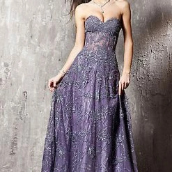 Ballgown Dresses Jovani 14913 Sweetheart Neckline Sheer Embellished Bodice Lace A-line Prom Dress