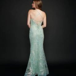 Nina Canacci 1519 Long Fitted Sequin V Neck Formal Dress Prom Pageant Gown Mermaid Dresses