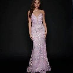 Nina Canacci 1519 Long Fitted Sequin V Neck Formal Dress Prom Pageant Gown Mermaid Dresses