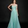 Nina Canacci 1520 Long V Neck Flowy Prom Pageant Dress Or Evening Gown