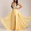 In Stock Envious Couture 15211 Size 0,2,16 A Line Formal Yellow Dress Slit Prom Embellished