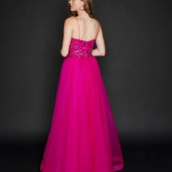 Nina Canacci 1522 Long A Line Glitter Prom Dress Formal Party Gown V Neck