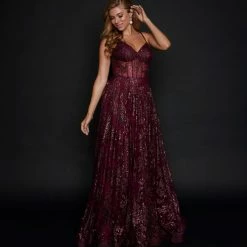 Nina Canacci 1525 Long Sequin Prom Dress A Line Pageant Gown