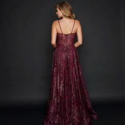 In Stock Nina Canacci 1525 Long Sequin Prom Dress A Line Pageant Gown Size 6 Navy/Silver