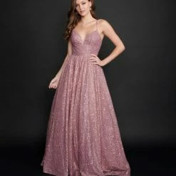 Ballgown Dresses Nina Canacci 1531 Long Ballgown Prom Dress V Neckline Pageant Gown