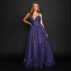 Ballgown Dresses Nina Canacci 1531 Long Ballgown Prom Dress V Neckline Pageant Gown