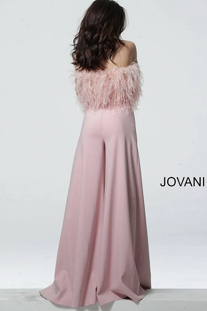 Jumpsuits & Rompers Jovani 1542 Long Wide Leg Prom Pageant Jumpsuit Ostrich Feather Jump Suit 5 Jumpsuits & Rompers Jovani 1542 Long Wide Leg Prom Pageant Jumpsuit Ostrich Feather Jump Suit