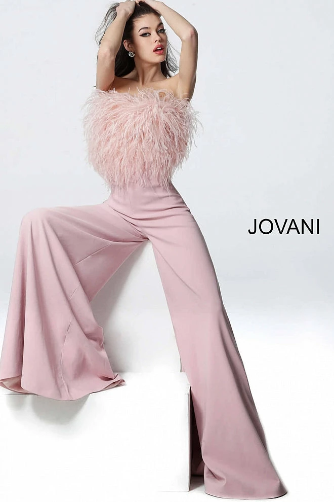 Jumpsuits & Rompers Jovani 1542 Long Wide Leg Prom Pageant Jumpsuit Ostrich Feather Jump Suit 7 Jumpsuits & Rompers Jovani 1542 Long Wide Leg Prom Pageant Jumpsuit Ostrich Feather Jump Suit