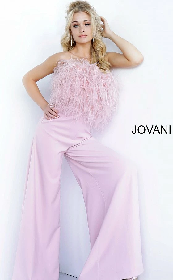 Jumpsuits & Rompers Jovani 1542 Long Wide Leg Prom Pageant Jumpsuit Ostrich Feather Jump Suit 10 Jumpsuits & Rompers Jovani 1542 Long Wide Leg Prom Pageant Jumpsuit Ostrich Feather Jump Suit