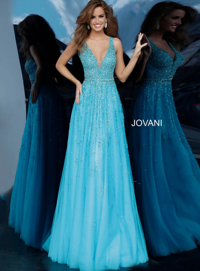 Jovani 1572 Embellished Plunging Neckline Prom Dress Evening Gown A Line 5 Jovani 1572 Embellished Plunging Neckline Prom Dress Evening Gown A Line