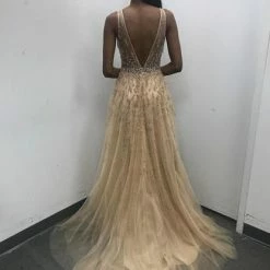 Jovani 1572 Embellished Plunging Neckline Prom Dress Evening Gown A Line 10 Jovani 1572 Embellished Plunging Neckline Prom Dress Evening Gown A Line