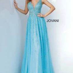 Jovani 1572 Embellished Plunging Neckline Prom Dress Evening Gown A Line
