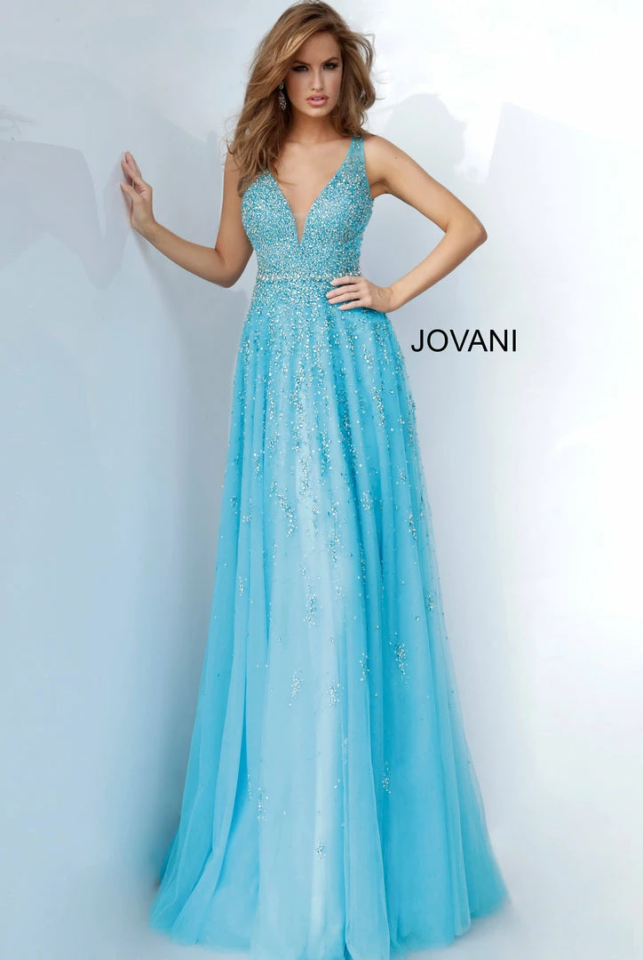 Jovani 1572 Embellished Plunging Neckline Prom Dress Evening Gown A Line 3 Jovani 1572 Embellished Plunging Neckline Prom Dress Evening Gown A Line