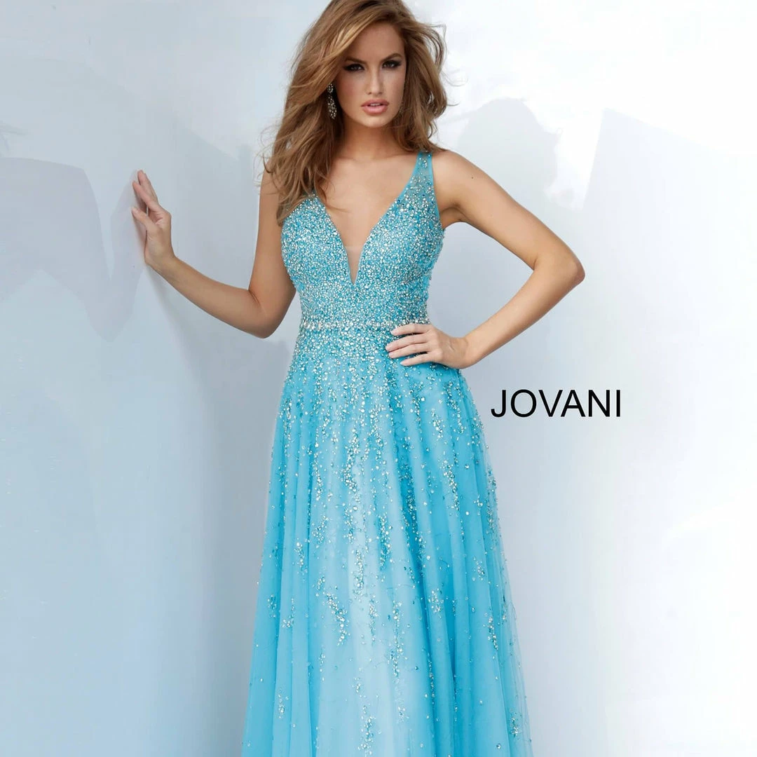 Jovani 1572 Embellished Plunging Neckline Prom Dress Evening Gown A Line 7 Jovani 1572 Embellished Plunging Neckline Prom Dress Evening Gown A Line