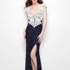 In Stock Primavera Couture 1573 Cap Sleeve Beaded Prom Dress In Midnight/White Size 00