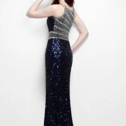 In Stock Primavera Couture 1576 Long Sequin Fitted Prom Dress In Midnight Size 0